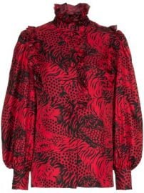 Silk Tiger Print Tie Neck Blouse by Gucci at Farfetch