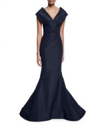 Silk V-Neck Mermaid Gown at Neiman Marcus