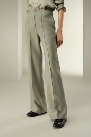 Silk-Wool Twill Flare Pants at LilySilk