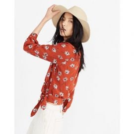 Silk Wrap Top in Fresh Daisies at Madewell