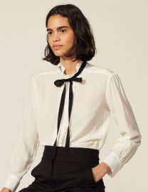 Silk blouse with ribbon at Sandro