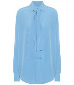 Silk-cr  pe tie-neck blouse at Mytheresa