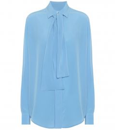 Silk-crepe tie-neck blouse at Mytheresa