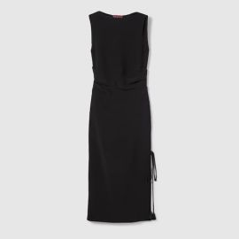 Silk crpe dress with embroidery in black US at Gucci