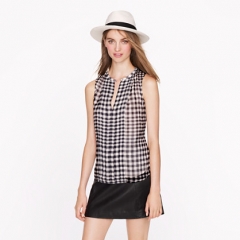 Silk gingham top at J. Crew