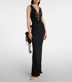 Silk jacquard and lace gown at Mytheresa