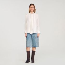 Silk lavallire shirt white beige For Women Paris at Sandro