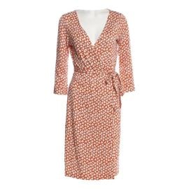 Silk mid-length dress Diane Von Furstenberg Orange size 8 US in Silk - 47069783 at Vestiaire Collective