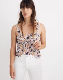 Silk tie front cami top at Madewell