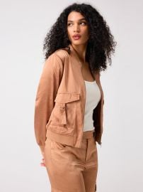 Silky Utility Bomber Jacket Mocha Mousse Clothing at Sanctuary