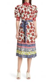 Silva Floral Smock Detail Belted Midi Dress at Nordstrom