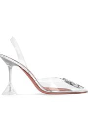 Silver Begum crystal-embellished PVC slingback pumps AMINA MUADDI NET-A-PORTER at Net a Porter