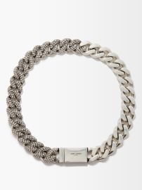 Silver Crystal-embellished curb-chain necklace Saint Laurent FASHION US at Matches