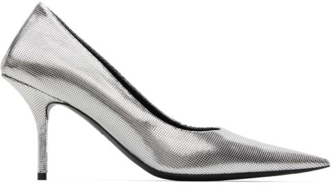 Silver Embossed Square Knife Pumps at Ssense