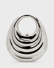 Silver Metal Meleni Luxury Designer Clutch L39ALINGI at L'Alingi