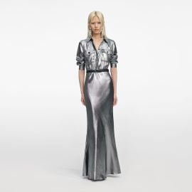 Silver Metallic Crinkle Maxi Dress self-portrait-US at Self Portrait