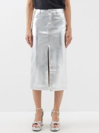 Silver Oaklyn metallic faux-leather midi skirt Staud MATCHES UK at Matches