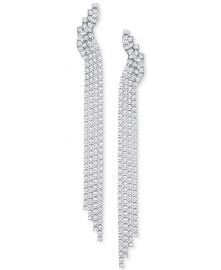 Silver-Tone Crystal Mesh Fringe Drop Earrings at Macys