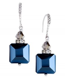 Silver-Tone Jet Square Bead Drop Earrings at Macys