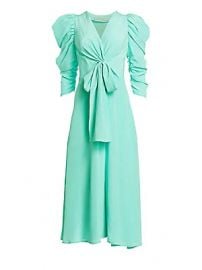 Silvia Tcherassi - Hel Silk Bow Puff-Sleeve Midi Dress at Saks Fifth Avenue