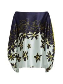 Silvia Tcherassi Bellagio Floral Two tone Blouse in Navy Citrine Floral at Saks Fifth Avenue