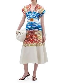 Silvia Tcherassi Sakura Coral Print Cotton Midi-Dress | Saks Fifth Avenue at Saks Fifth Avenue