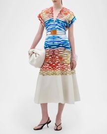 Silvia Tcherassi Sakura Coral Symphony Belted Midi Dress at Neiman Marcus
