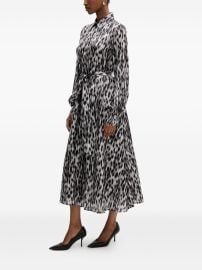 Silvian Heach Belted animal-print Midi Dress Black at Farfetch
