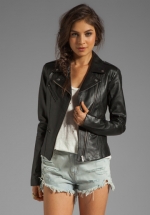 Similar black leather jacket at Revolve