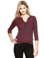 Similar red striped henley top at Gap