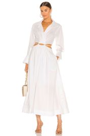 Simkhai Alex Pleated Poplin Cut Out Maxi Shirtdress at Revolve