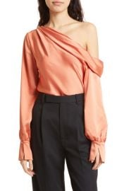 Simkhai Alice One-Shoulder Satin Blouse at Nordstrom