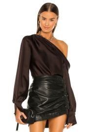 Simkhai Alice One Shoulder Top In Chocolate at Revolve