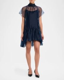 Simkhai Beaux Tiered Organza Mini Dress at Neiman Marcus