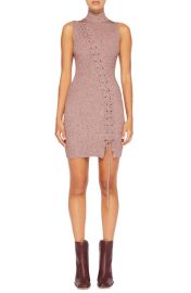 Simkhai Cade Lace-Up Marled Compact Rib Turtleneck Sweater Dress at Nordstrom