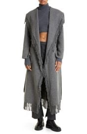 Simkhai Carrie Fringe Wool Blend Robe Coat at Nordstrom