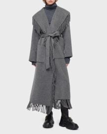 Simkhai Carrie Fringe Wool Blend Robe Coat at Neiman Marcus