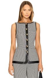Simkhai Cressida Sleeveless Button Top In Black White Check at Revolve