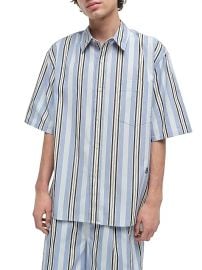 Simkhai Deacon Oversized Fit Poplin Stripe Short Sleeve Shirt at Saks Fifth Avenue