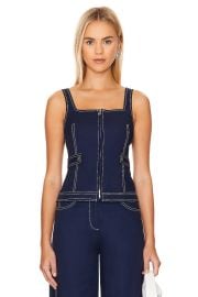 Simkhai Dolce Zip Up Top In Midnight at Revolve