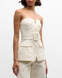 Simkhai Elettra Twill Belted Utility Bustier at Neiman Marcus