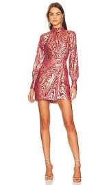 Simkhai Halen Mock Neck Mini Dress In Bougainvillea Metallic Moire at Revolve