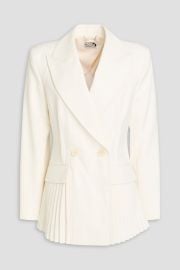 Simkhai Izzie Double breasted Pleated Wool blend Twill Blazer at The Outnet