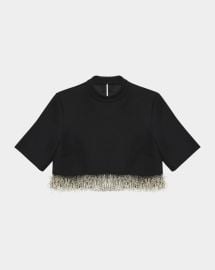 Simkhai Jalen Beaded Short Sleeve Crop Top at Neiman Marcus