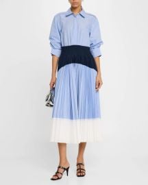 Simkhai Jenella Pleated Combo Midi Dress at Neiman Marcus