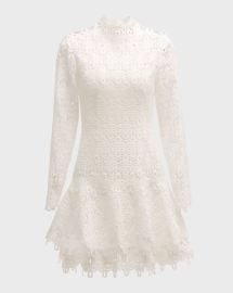 Simkhai Joy Guipure Lace Long Sleeve Mini Dress at Neiman Marcus