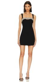 Simkhai Lenny Crepe Crystal Mini Slip Dress at Revolve