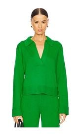 Simkhai Long Sleeve Polo In Forest at Revolve