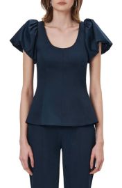 Simkhai Maraya Puff Sleeve Stretch Sateen Top at Nordstrom