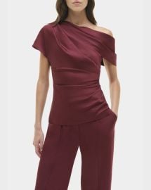 Simkhai Phoebe Draped Asymmetric Satin Top at Neiman Marcus
